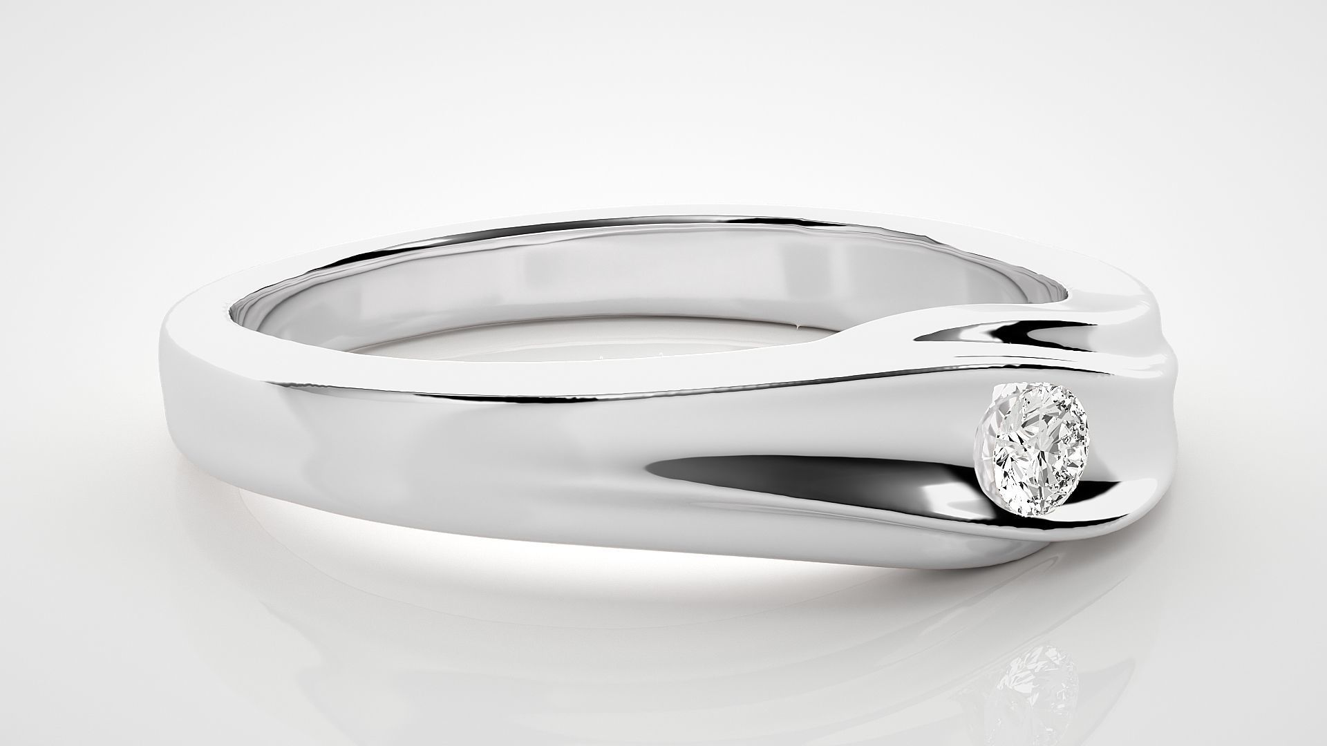 Single diamond Women solitaire ring 3dm stl render detail 3D print model_5
