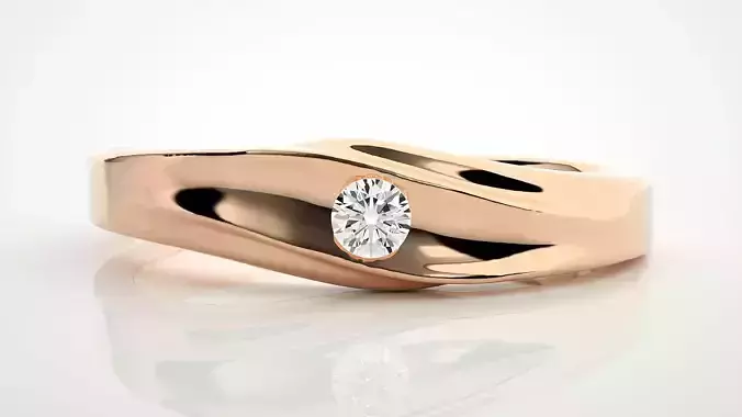 Single diamond Women solitaire ring 3dm stl render detail