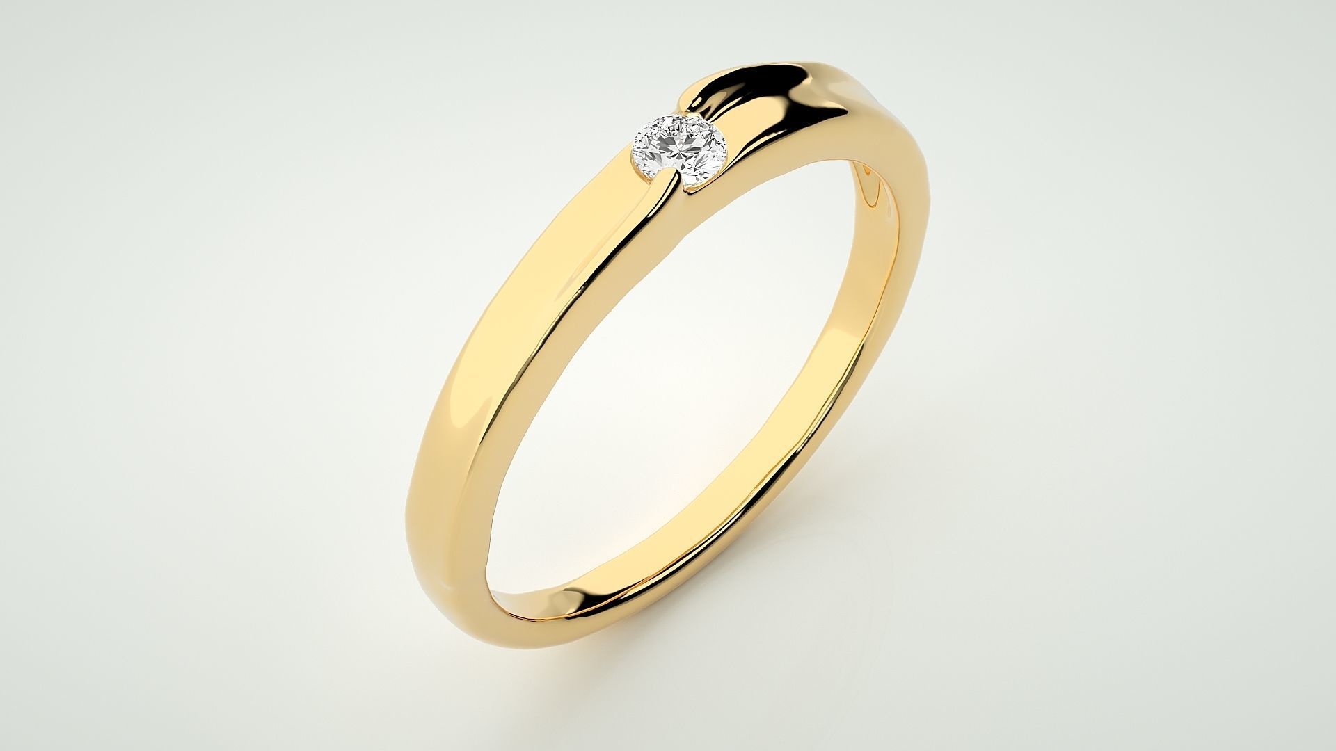 Single diamond Women solitaire ring 3dm stl render detail 3D print model_9