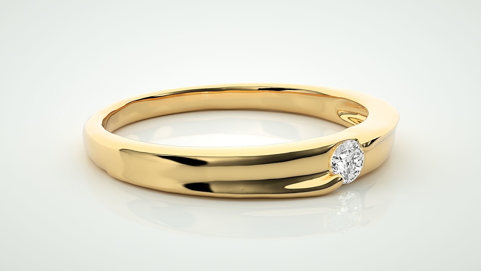 Single diamond Women solitaire ring 3dm stl render detail 3D print model_8