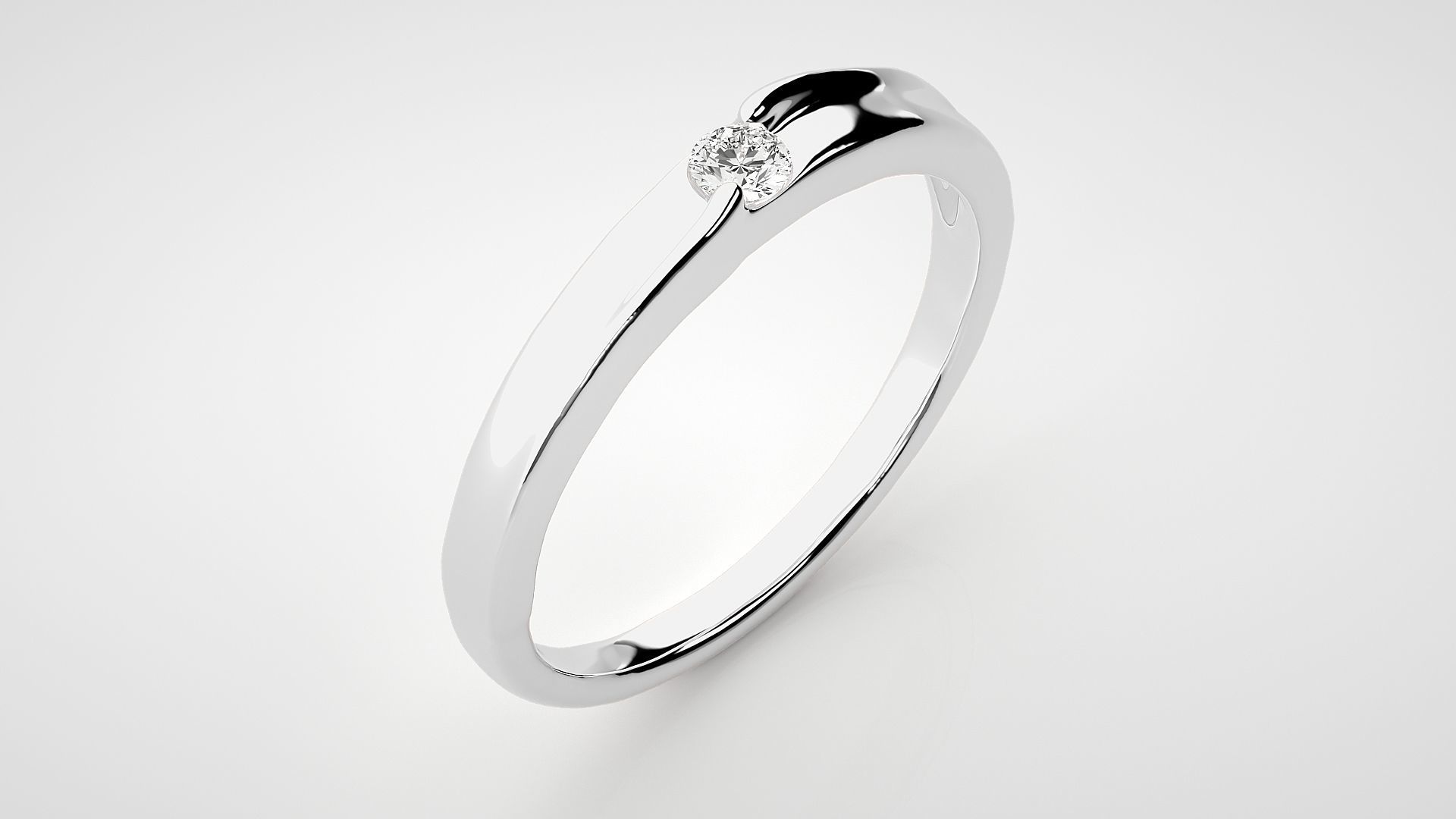 Single diamond Women solitaire ring 3dm stl render detail 3D print model_6