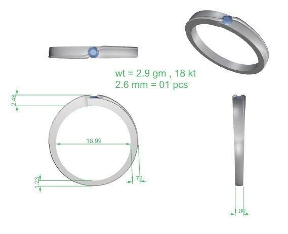 Single diamond Women solitaire ring 3dm stl render detail 3D print model_3