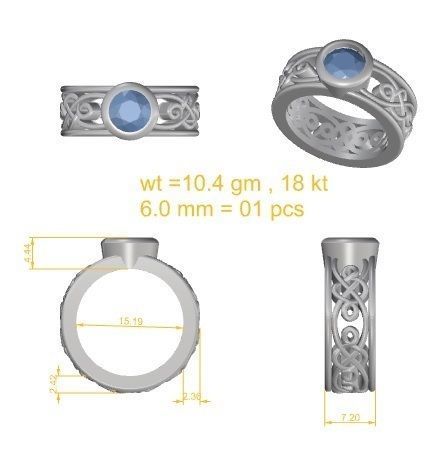 Single diamond Wire Mesh Women solitaire ring 3dm stl render 3D print model_9