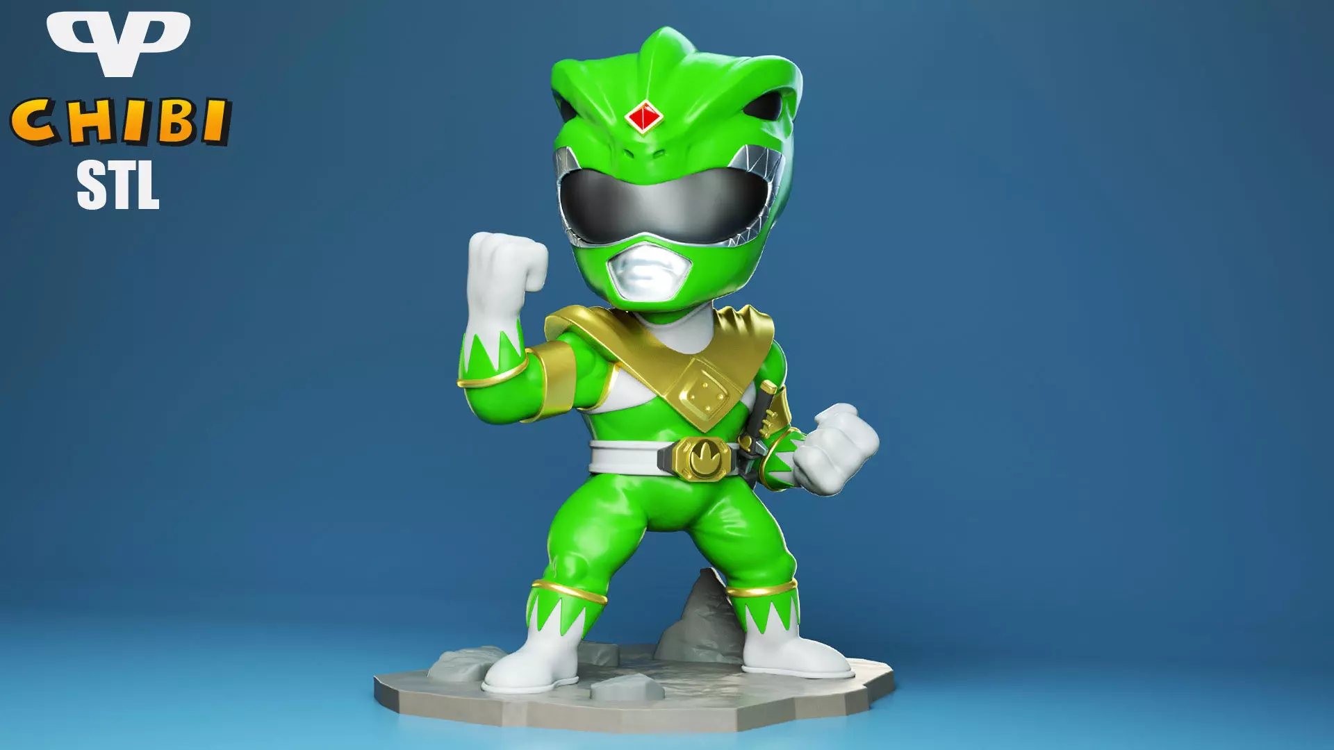 Green Ranger Chibi for 3D Printing STL 3D print model_0