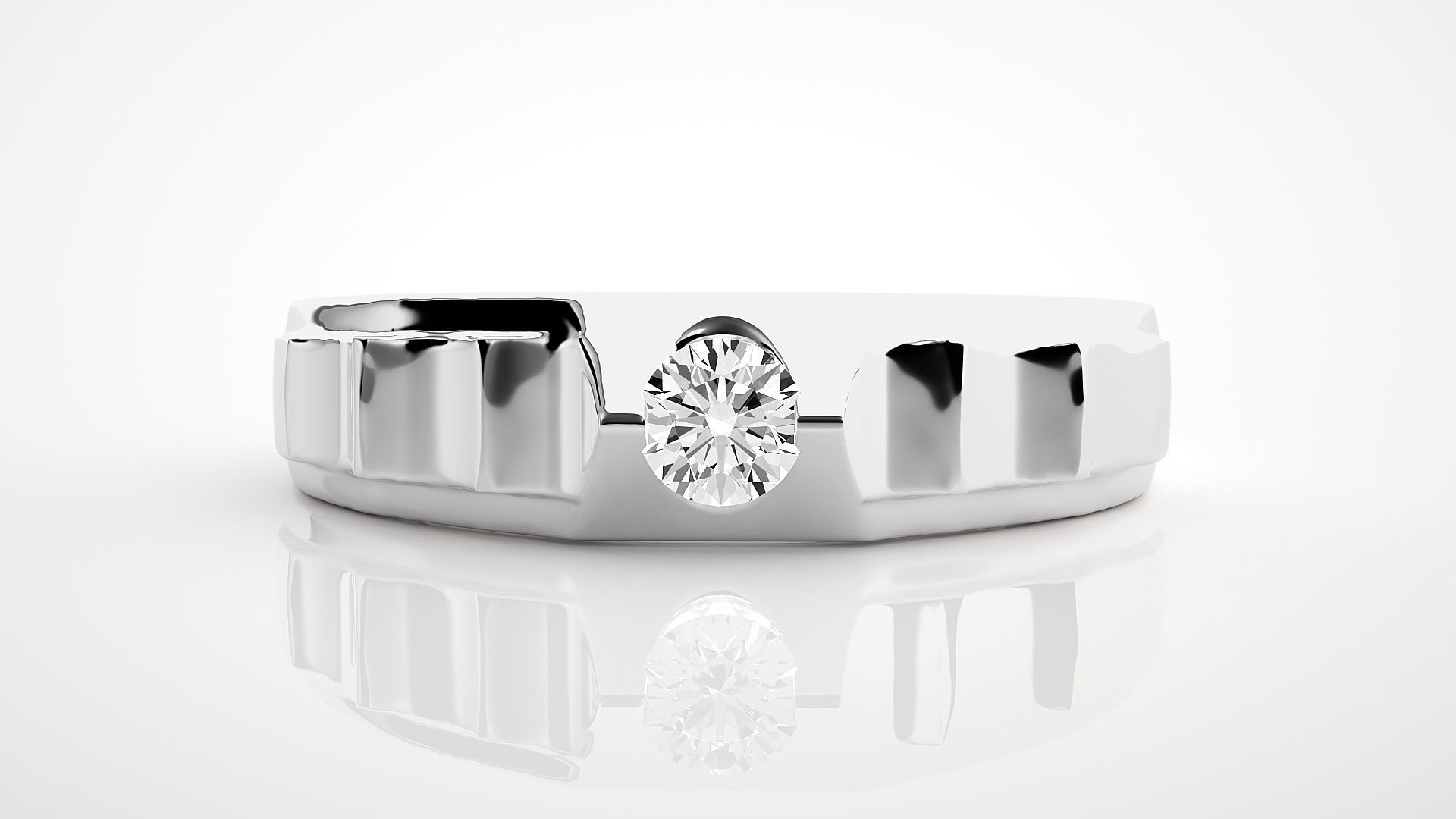 Single diamond Women solitaire ring stl render detail 3D print model_3