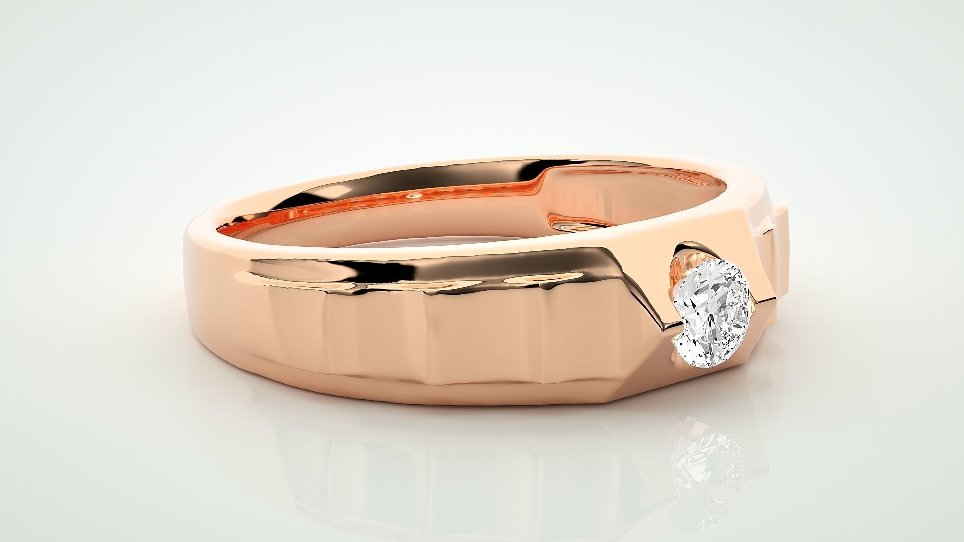 Single diamond Women solitaire ring stl render detail 3D print model_1