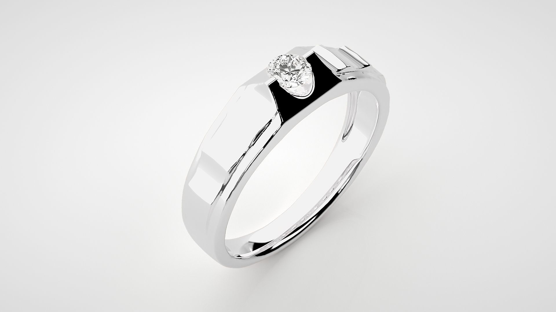 Single diamond Women solitaire ring stl render detail 3D print model_6