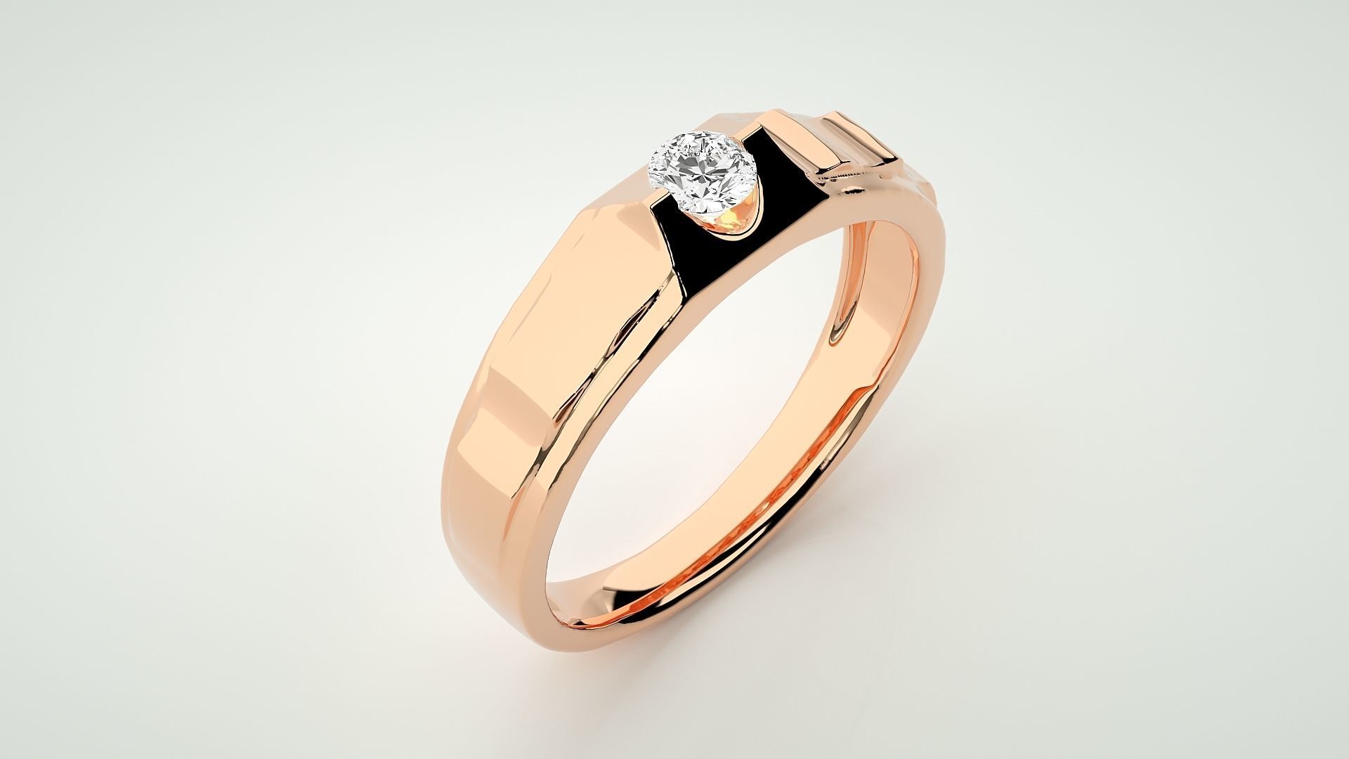 Single diamond Women solitaire ring stl render detail 3D print model_2