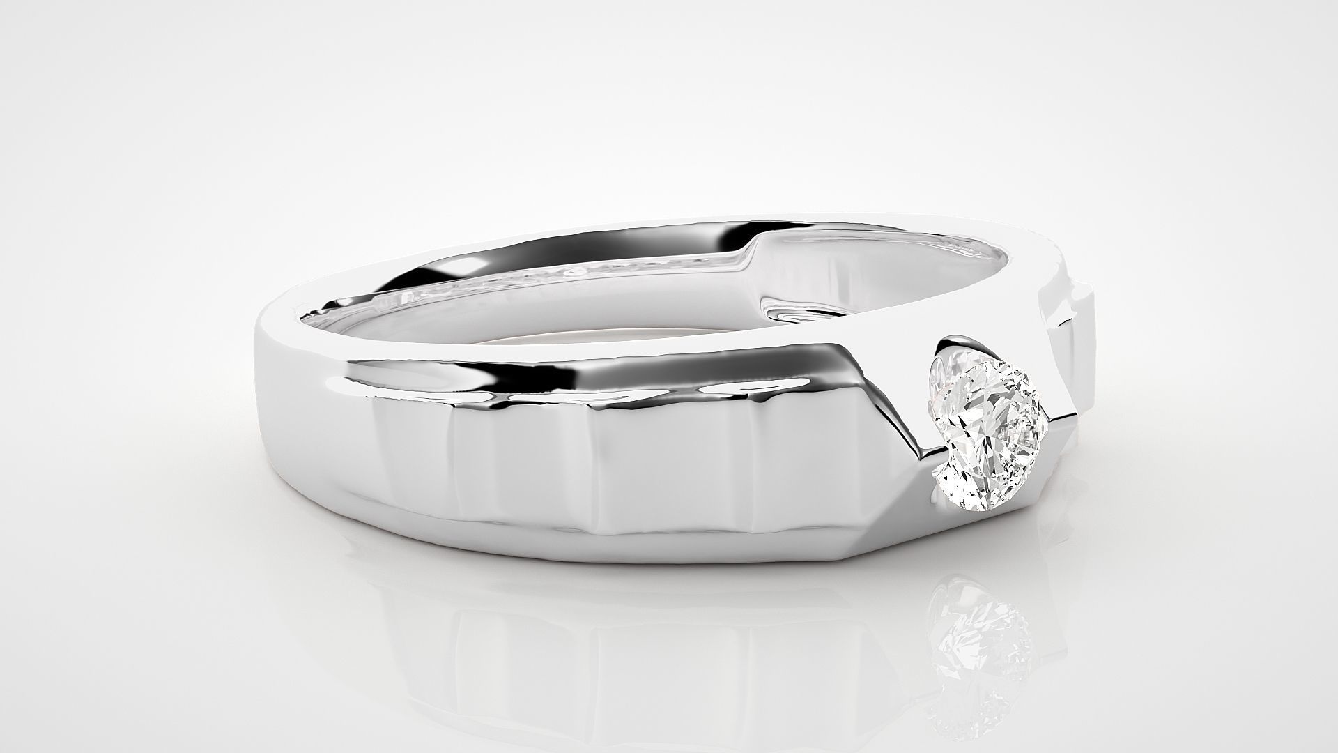 Single diamond Women solitaire ring stl render detail 3D print model_10