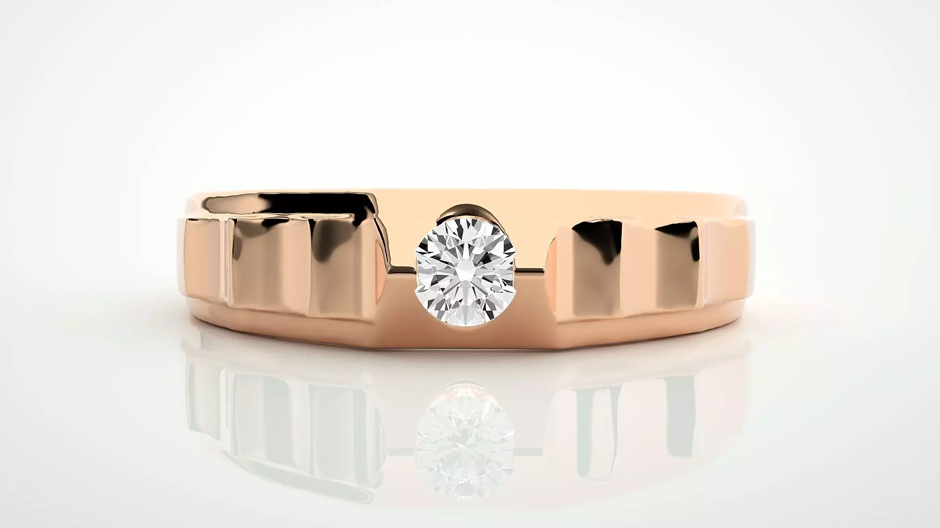 Single diamond Women solitaire ring stl render detail 3D print model_0