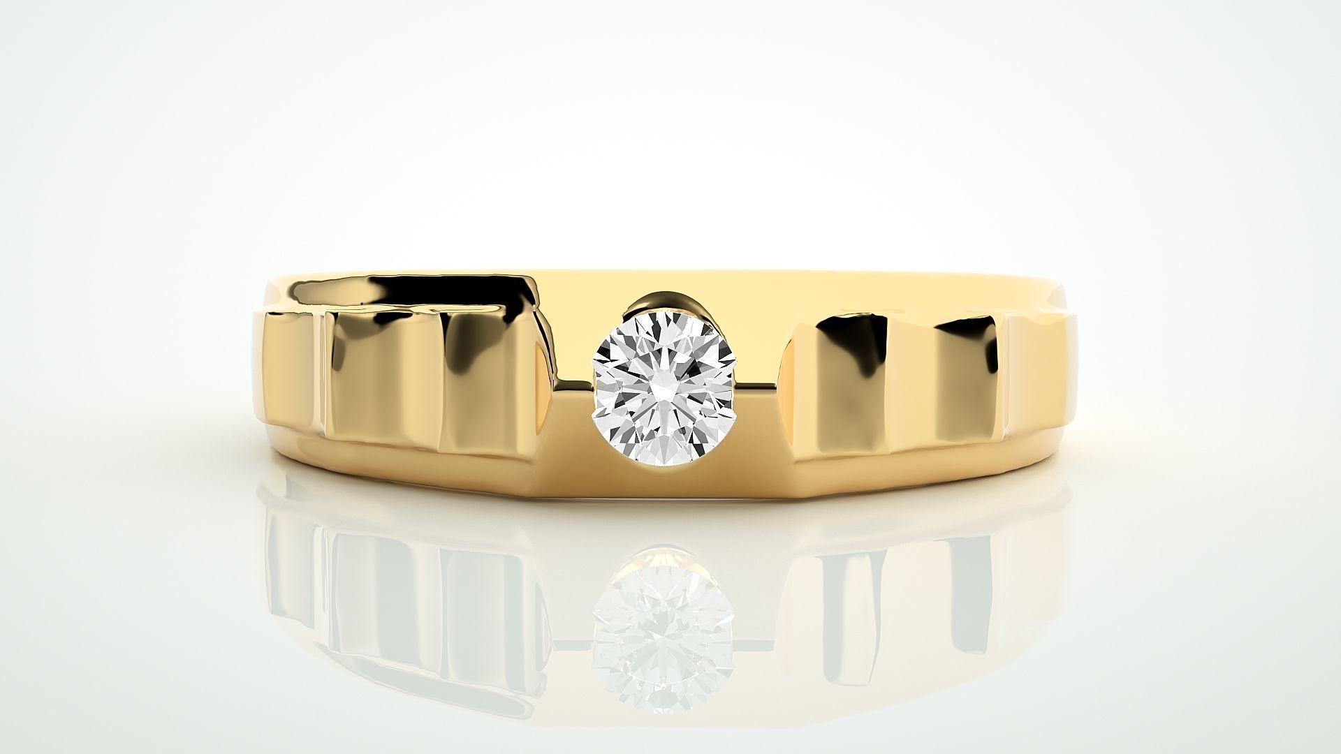 Single diamond Women solitaire ring stl render detail 3D print model_7