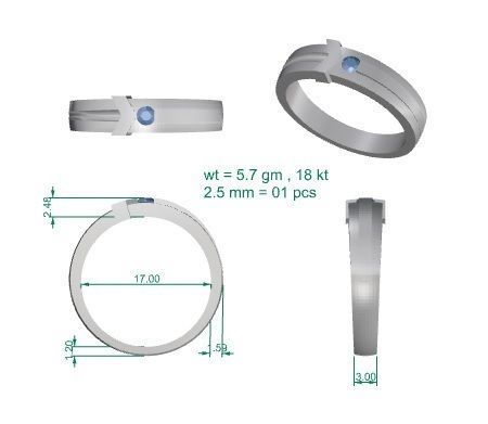 Single diamond Women solitaire ring stl render detail 3D print model_5