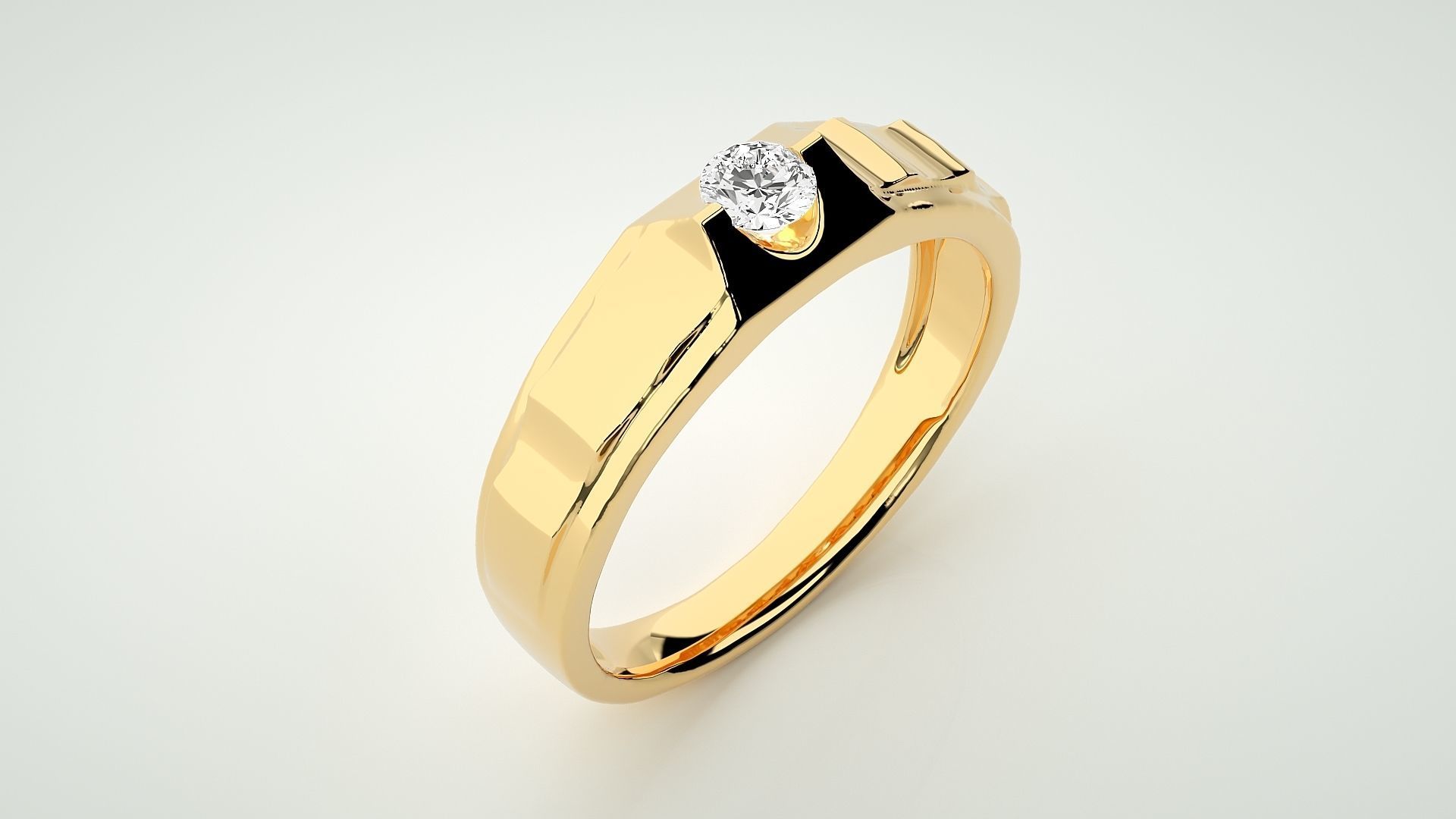 Single diamond Women solitaire ring stl render detail 3D print model_9