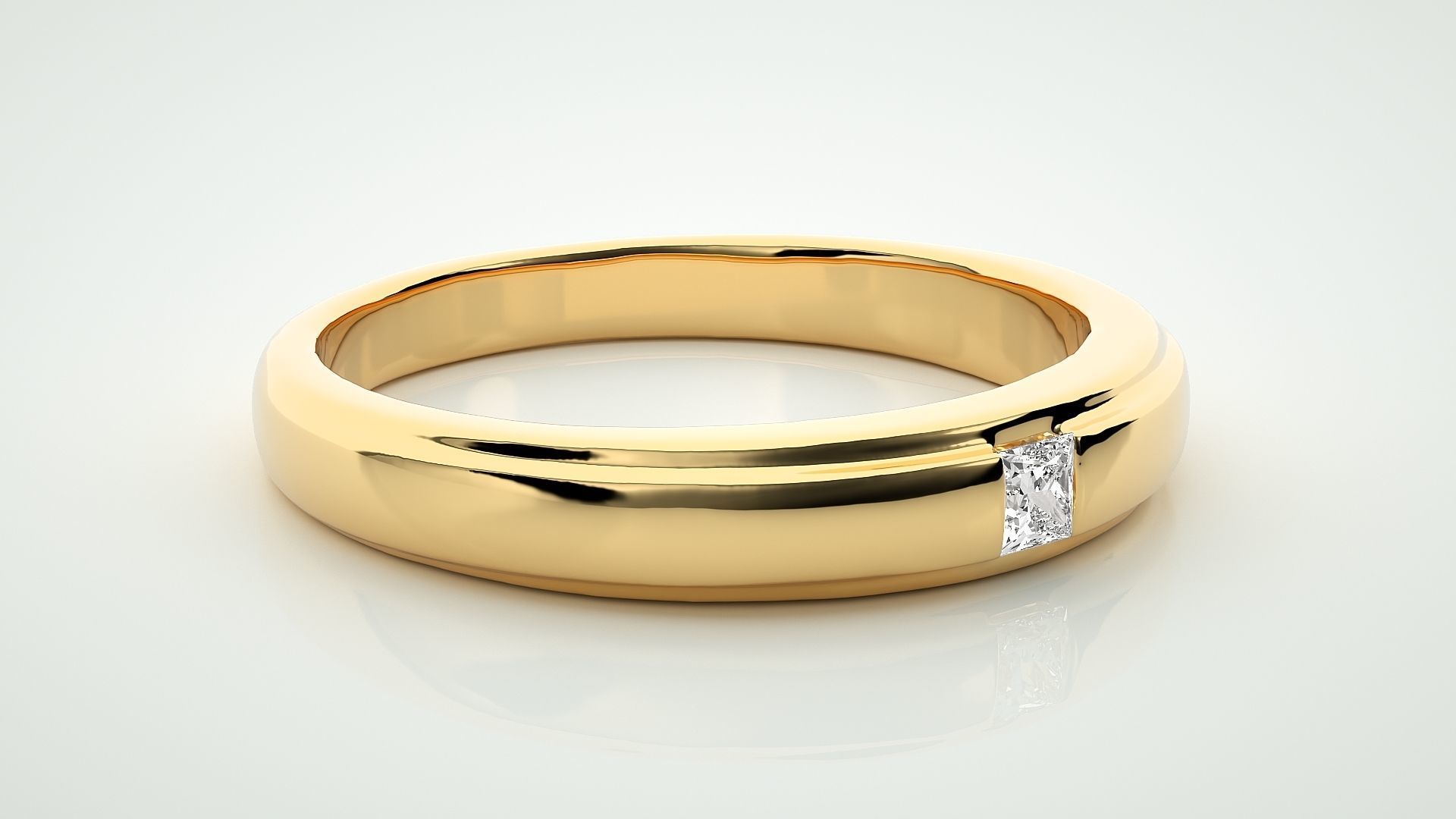 Single diamond Princess solitaire ring 3dm stl render detail 3D print model_8