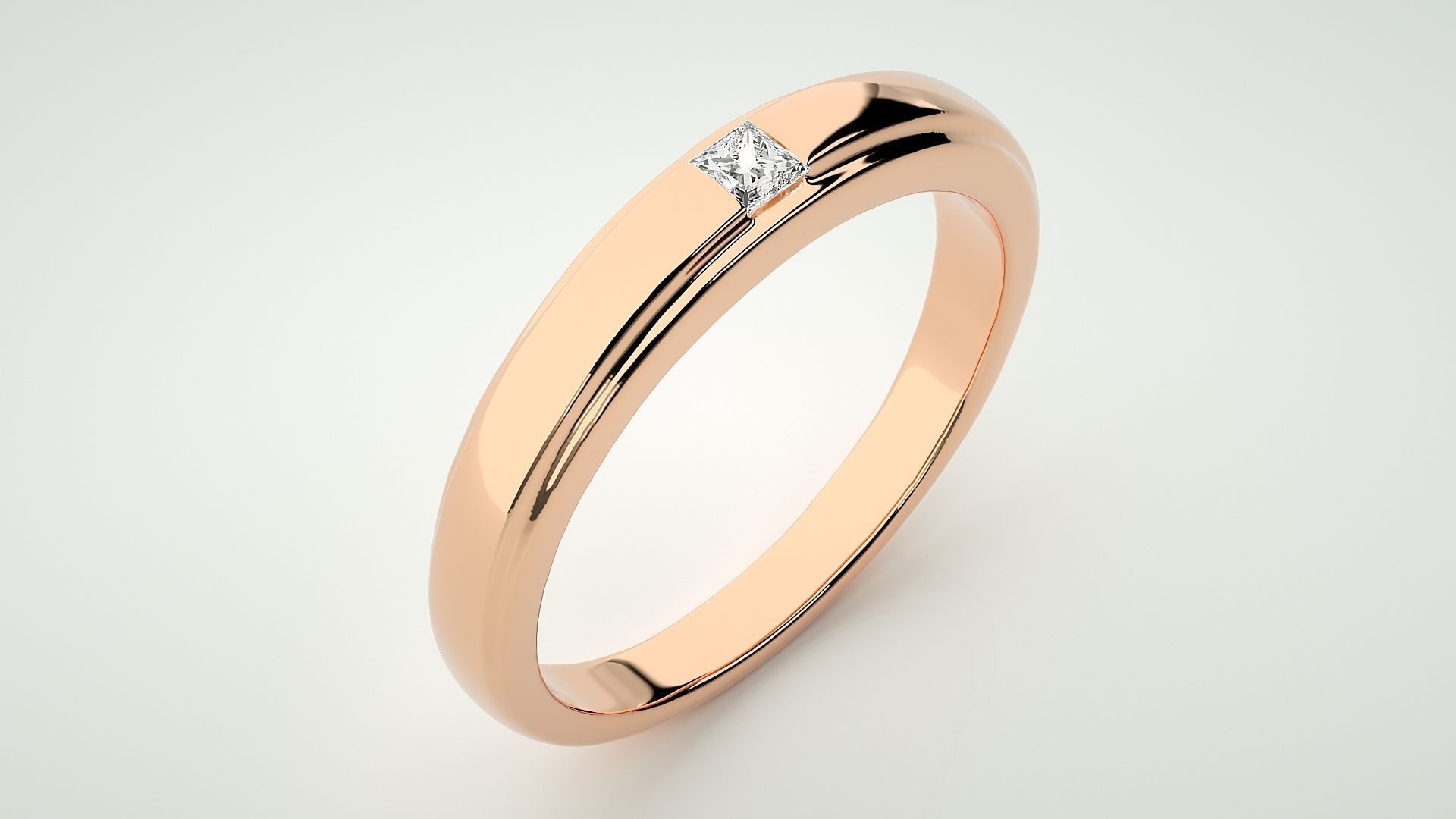 Single diamond Princess solitaire ring 3dm stl render detail 3D print model_2
