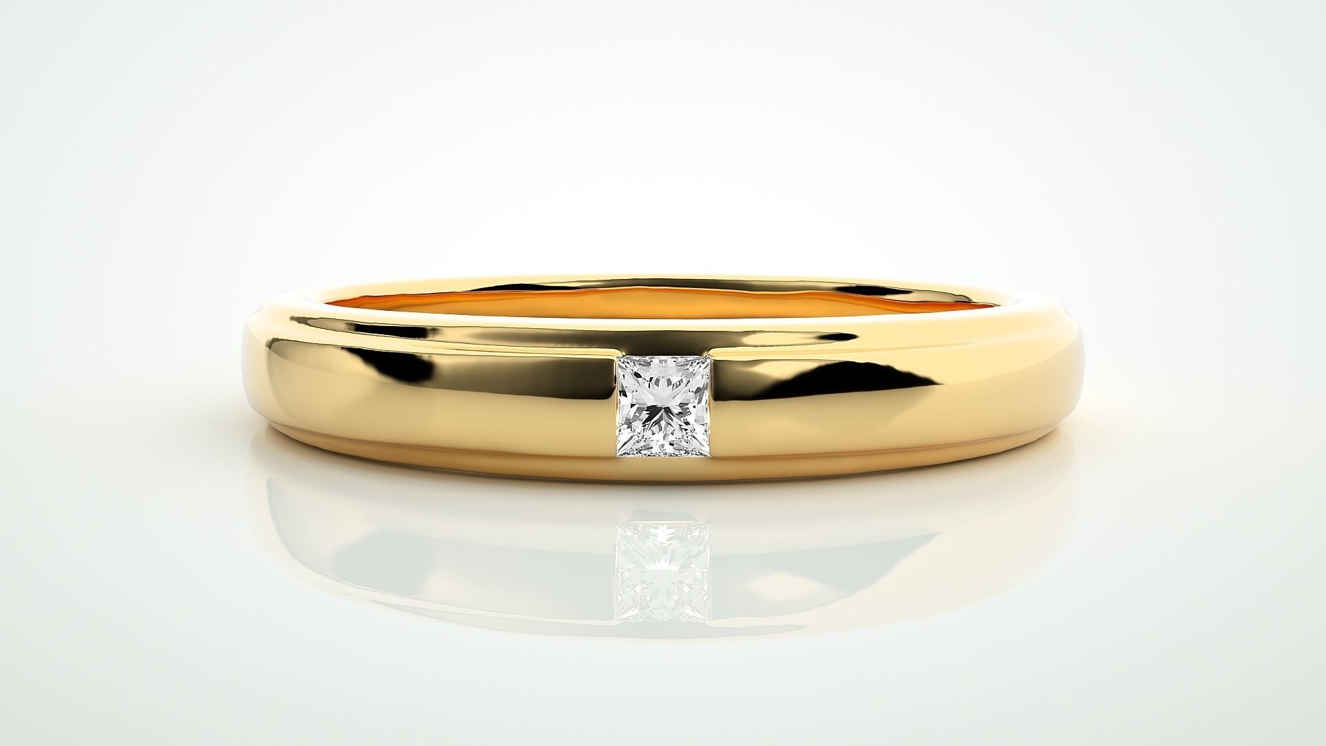 Single diamond Princess solitaire ring 3dm stl render detail 3D print model_7