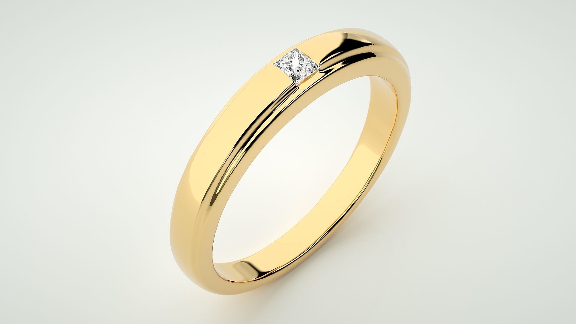 Single diamond Princess solitaire ring 3dm stl render detail 3D print model_9