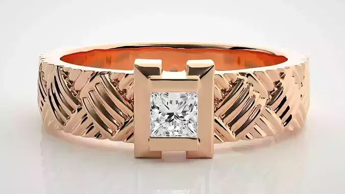 Single diamond Princess Solitaire ring 3dm stl render detail 3D print model Single diamond Princess Solitaire ring 3dm stl render detail 3D print model