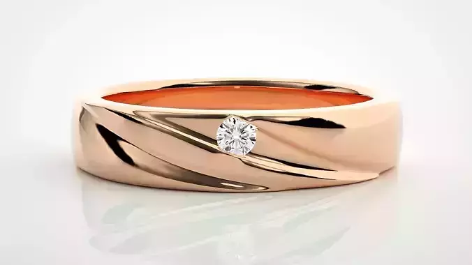 Single diamond Women solitaire ring 3dm stl render detail