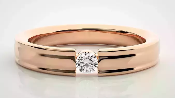 Single diamond Women solitaire ring 3dm stl render detail