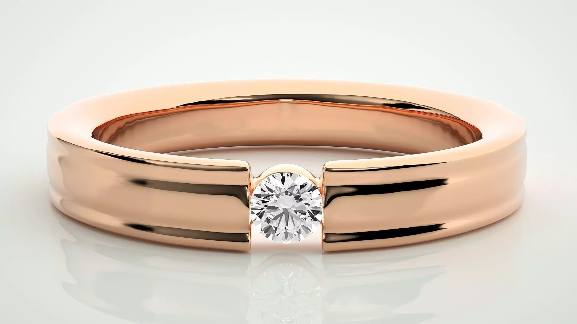 Single diamond Women solitaire ring 3dm stl render detail 3D print model_0