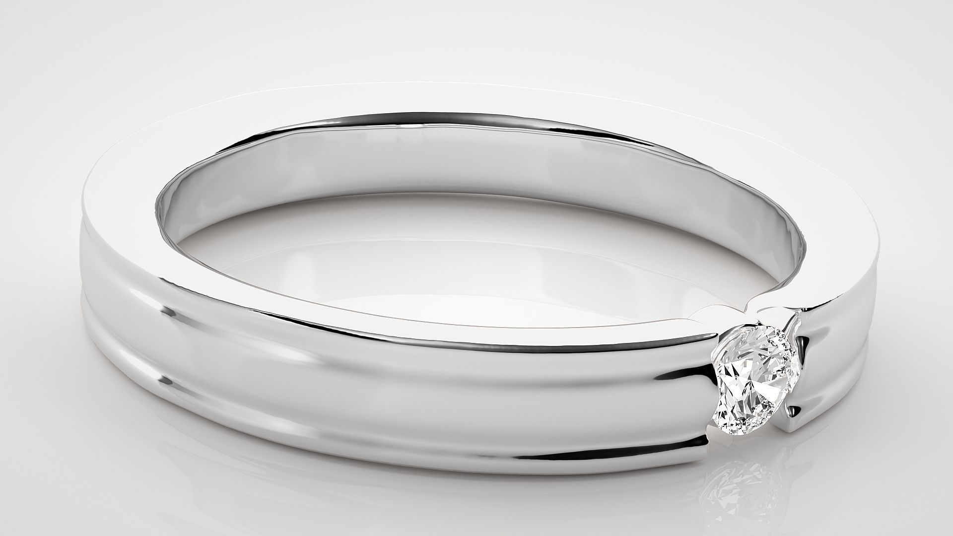 Single diamond Women solitaire ring 3dm stl render detail 3D print model_5