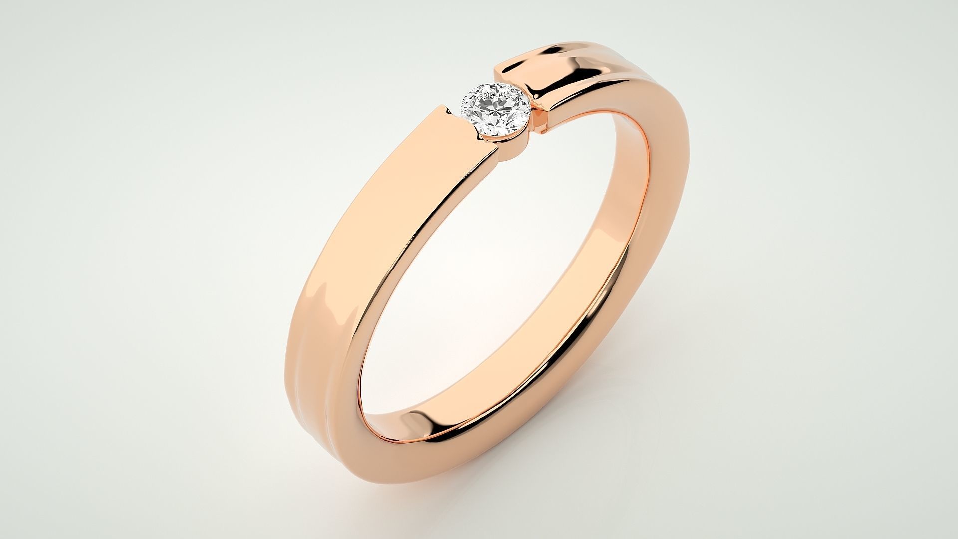 Single diamond Women solitaire ring 3dm stl render detail 3D print model_2