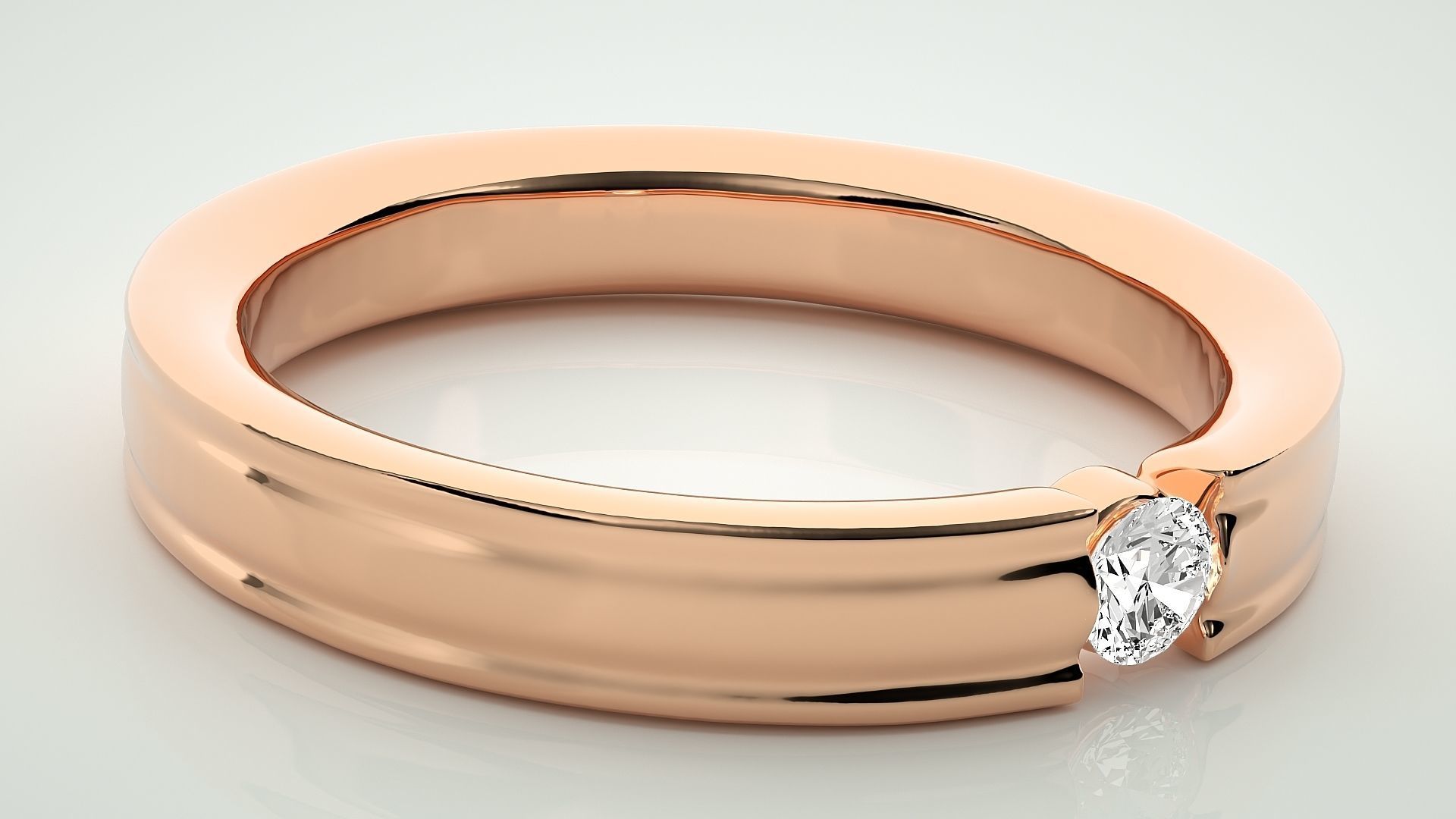 Single diamond Women solitaire ring 3dm stl render detail 3D print model_1