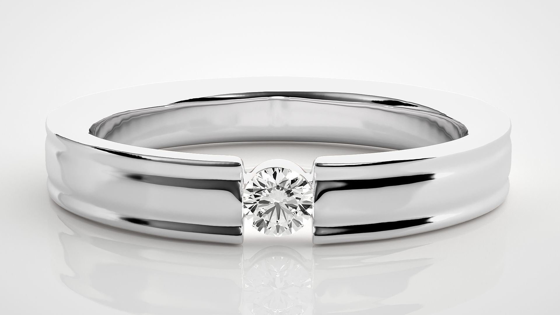 Single diamond Women solitaire ring 3dm stl render detail 3D print model_4