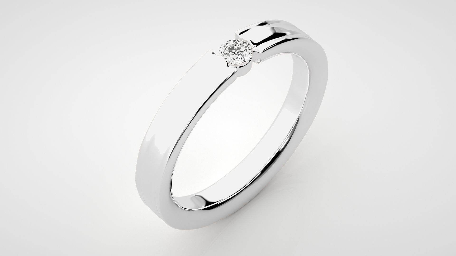 Single diamond Women solitaire ring 3dm stl render detail 3D print model_6