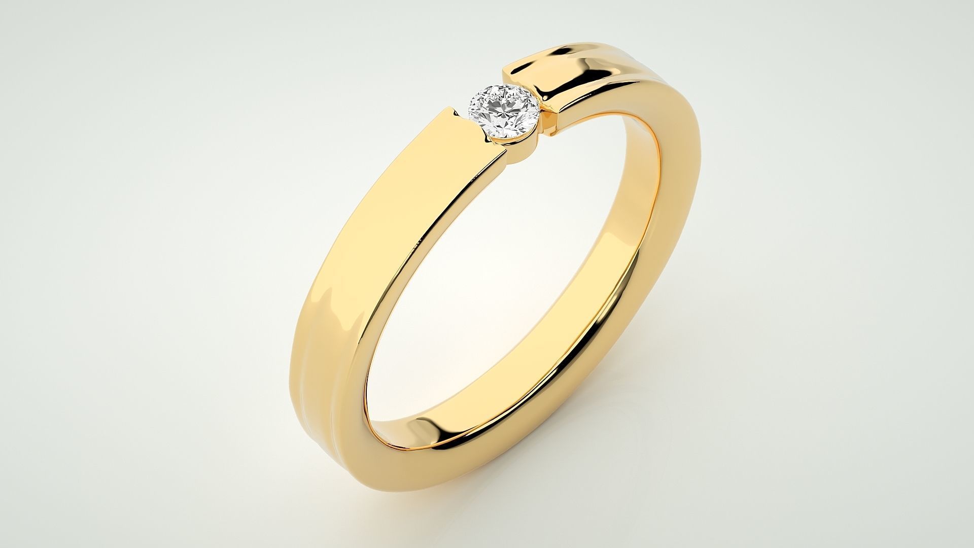 Single diamond Women solitaire ring 3dm stl render detail 3D print model_9