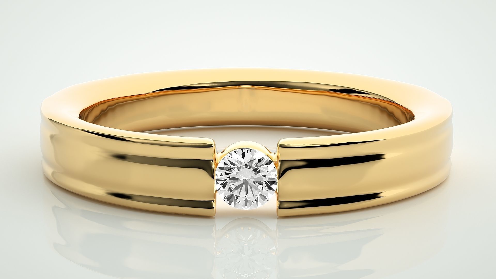 Single diamond Women solitaire ring 3dm stl render detail 3D print model_7