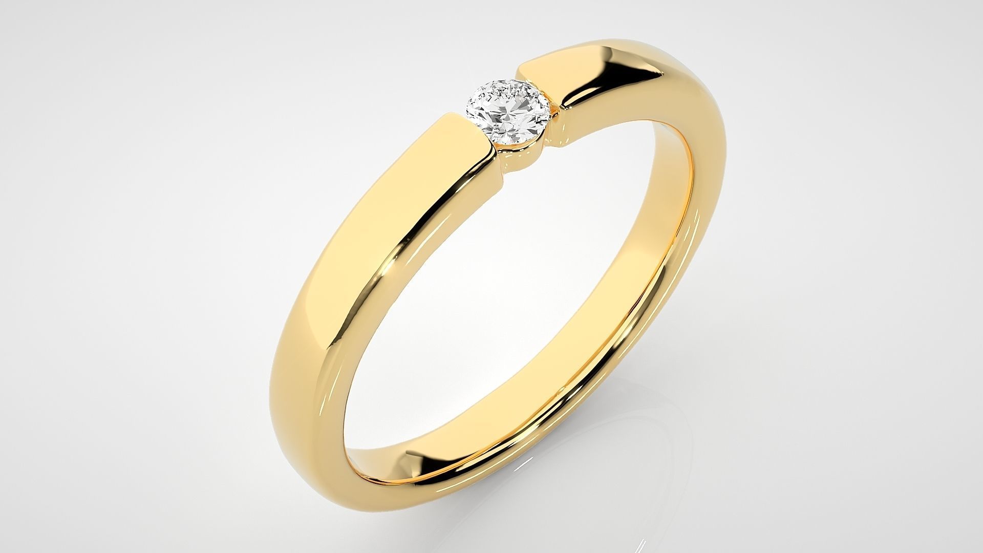 Single diamond Women solitaire ring 3dm stl render detail 3D print model_9
