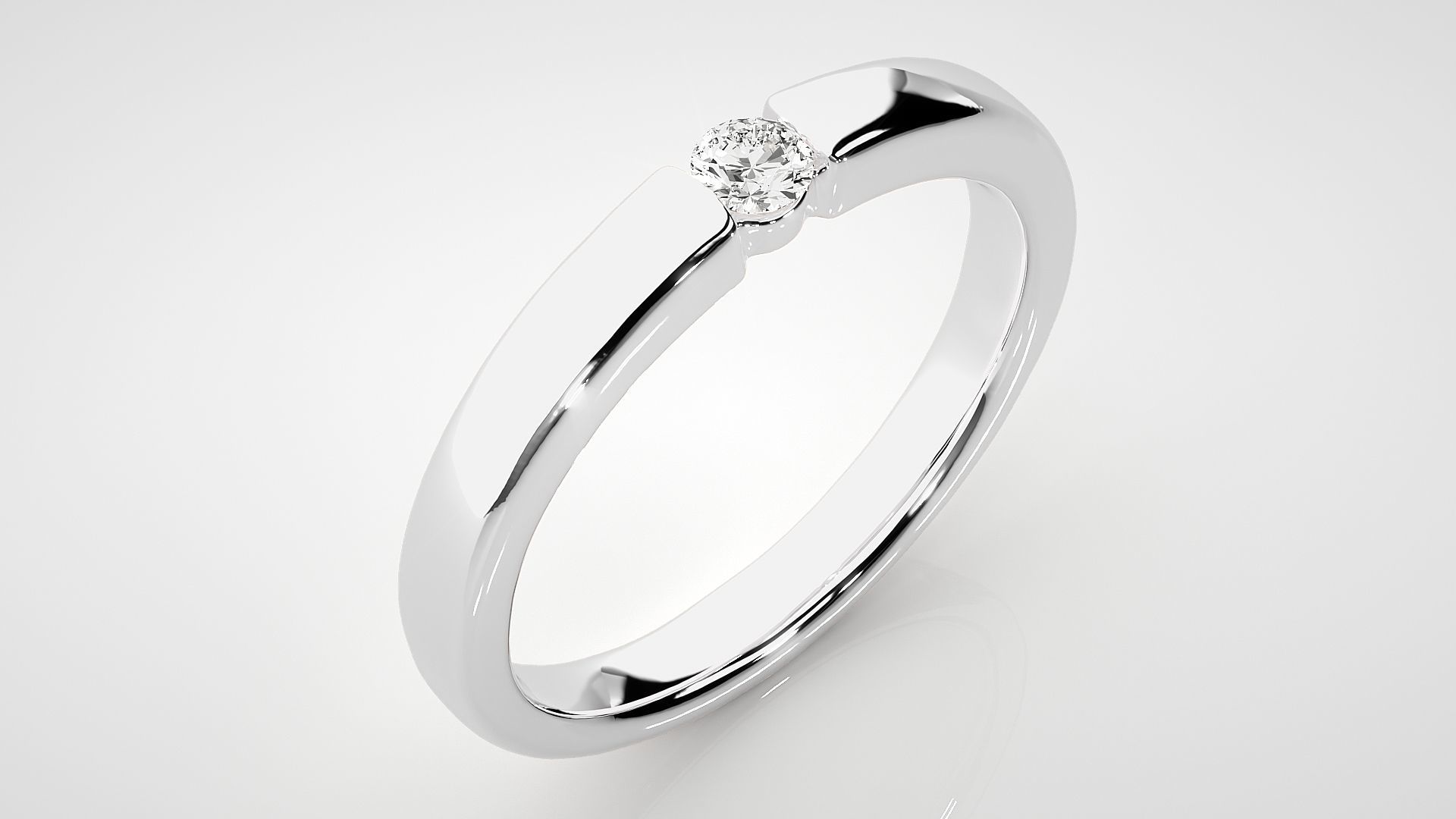 Single diamond Women solitaire ring 3dm stl render detail 3D print model_6