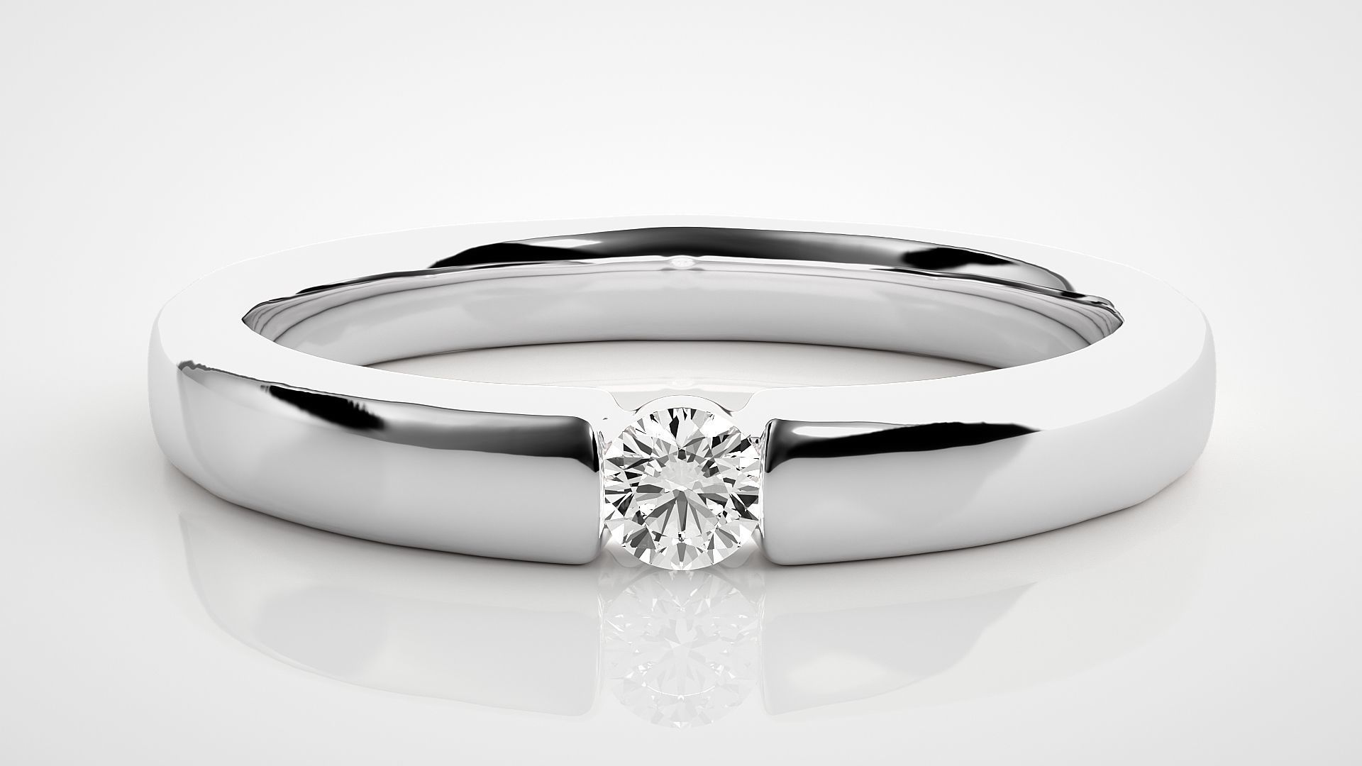 Single diamond Women solitaire ring 3dm stl render detail 3D print model_4