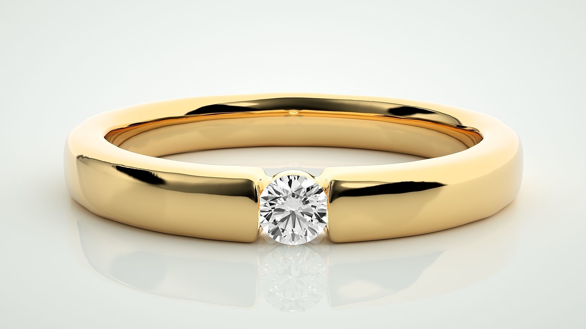 Single diamond Women solitaire ring 3dm stl render detail 3D print model_7
