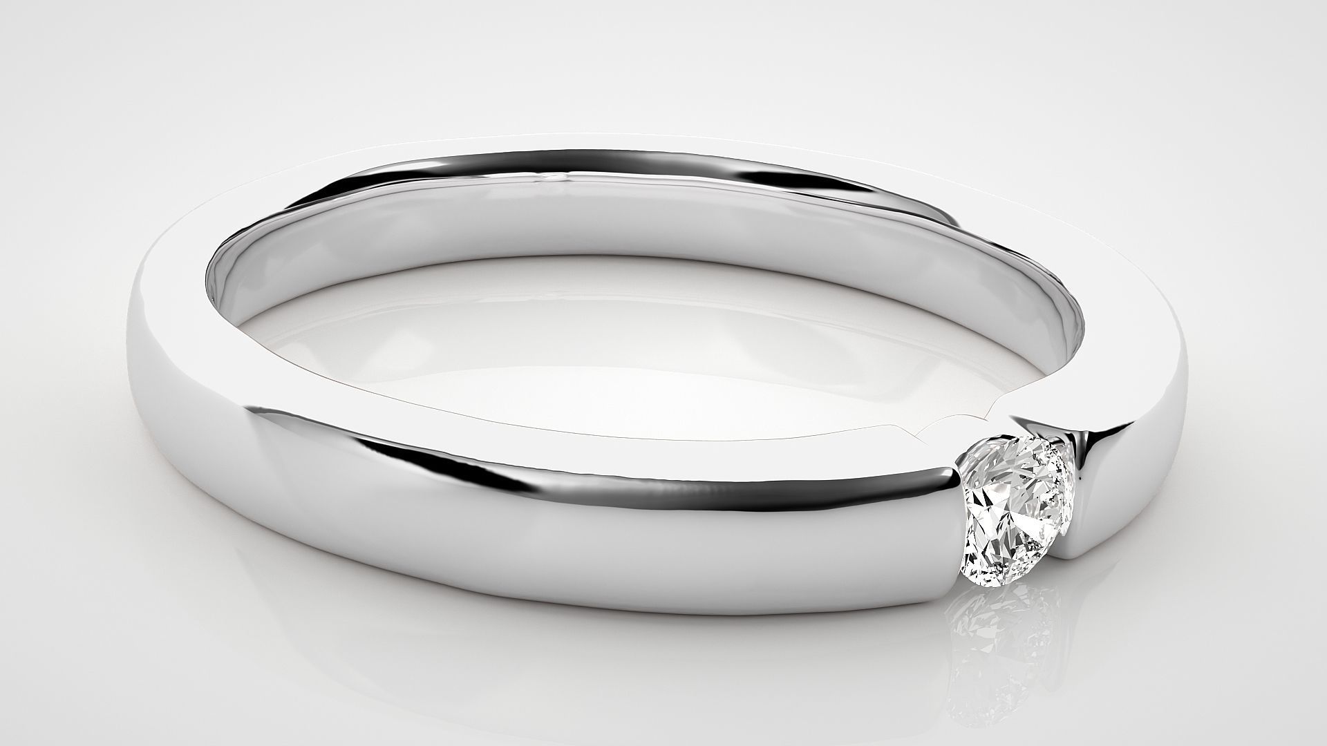 Single diamond Women solitaire ring 3dm stl render detail 3D print model_5
