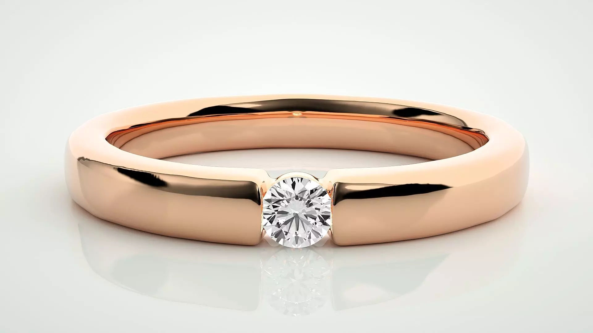 Single diamond Women solitaire ring 3dm stl render detail 3D print model_0