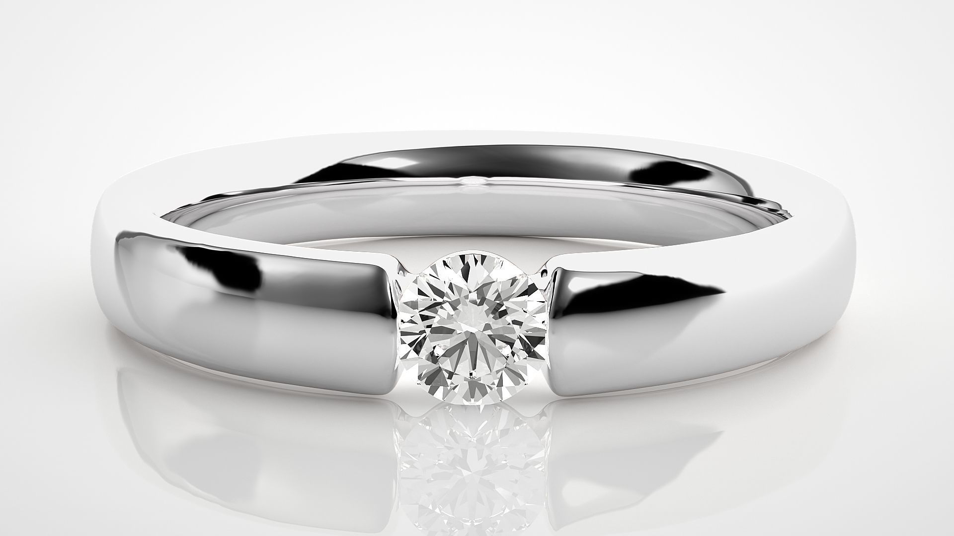 Single diamond Women solitaire ring 3dm stl render detail 3D print model_4