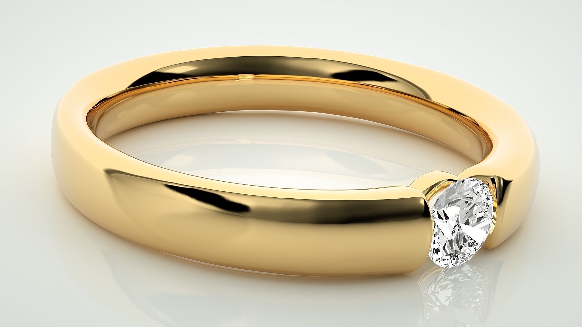 Single diamond Women solitaire ring 3dm stl render detail 3D print model_8