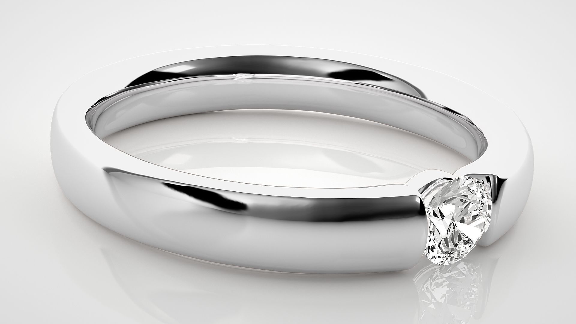 Single diamond Women solitaire ring 3dm stl render detail 3D print model_5