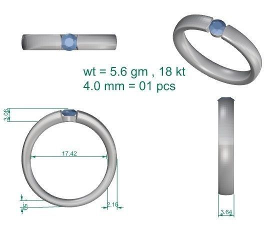 Single diamond Women solitaire ring 3dm stl render detail 3D print model_3