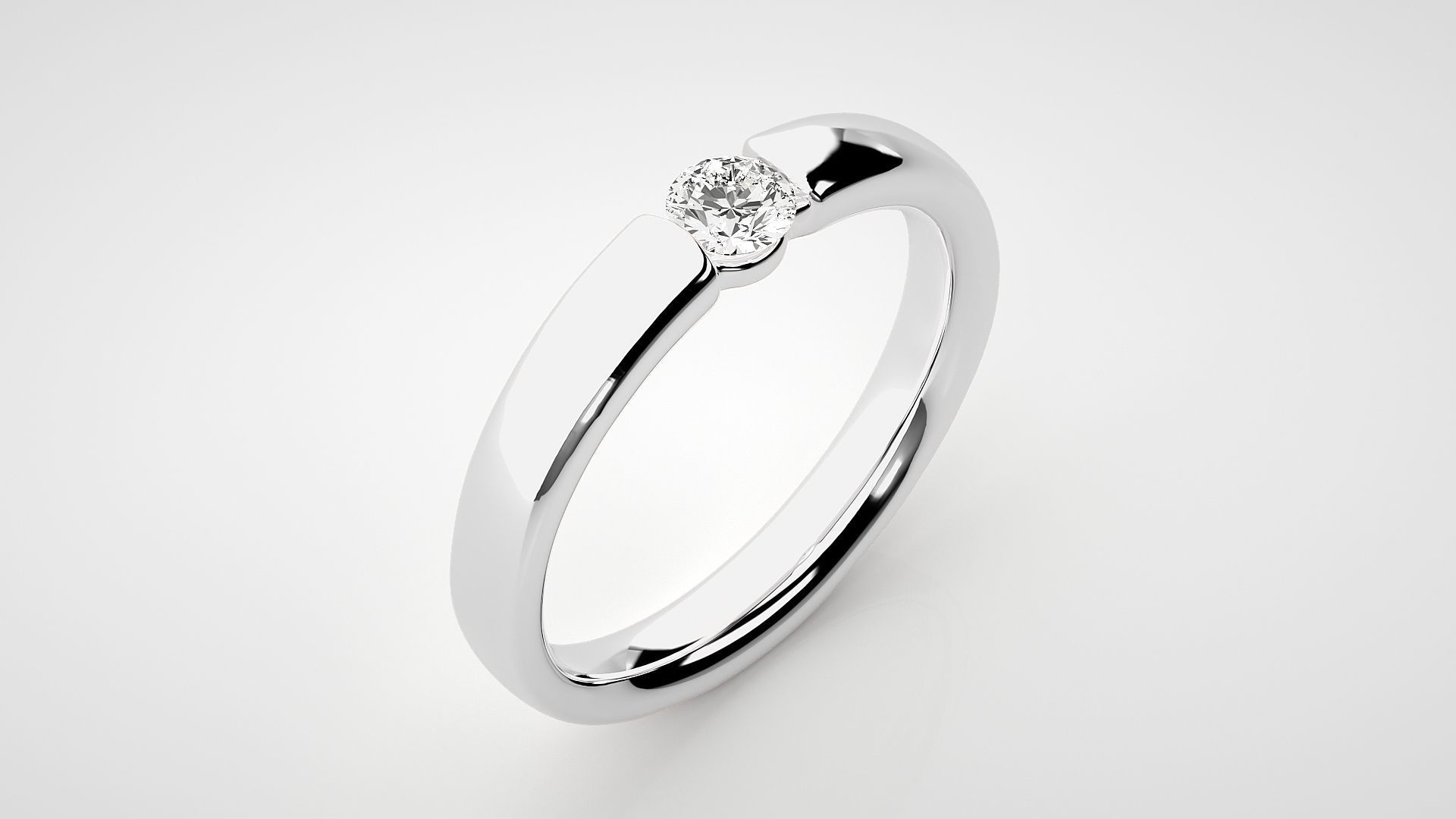 Single diamond Women solitaire ring 3dm stl render detail 3D print model_6