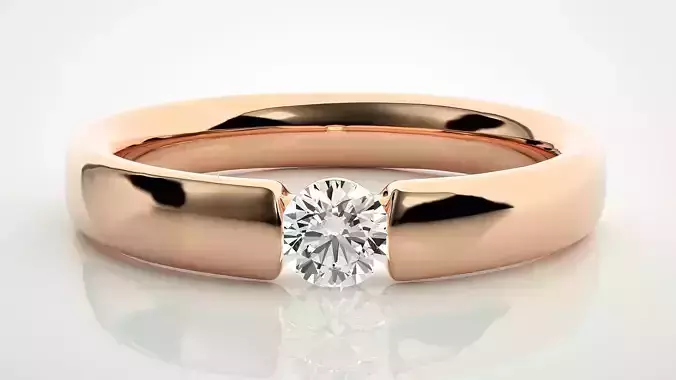 Single diamond Women solitaire ring 3dm stl render detail