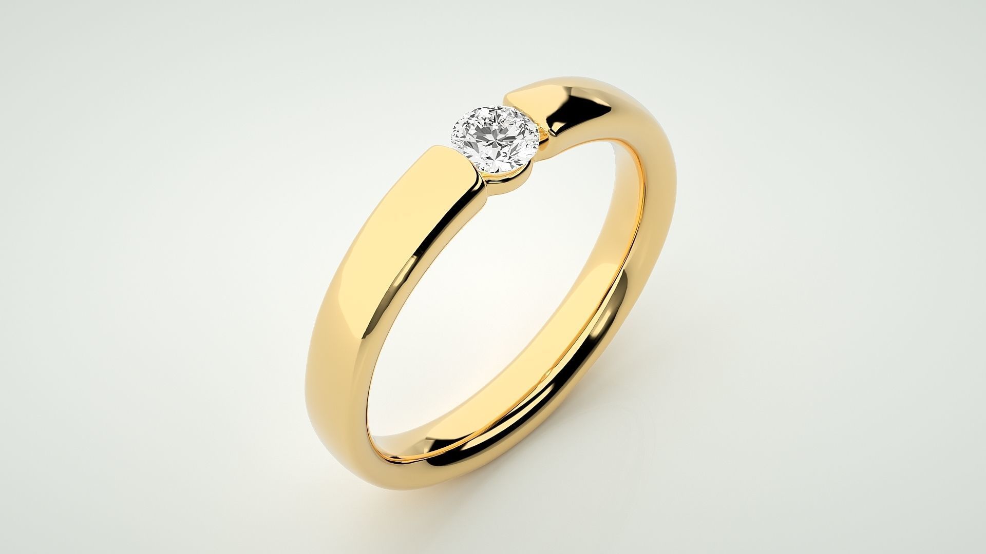 Single diamond Women solitaire ring 3dm stl render detail 3D print model_9