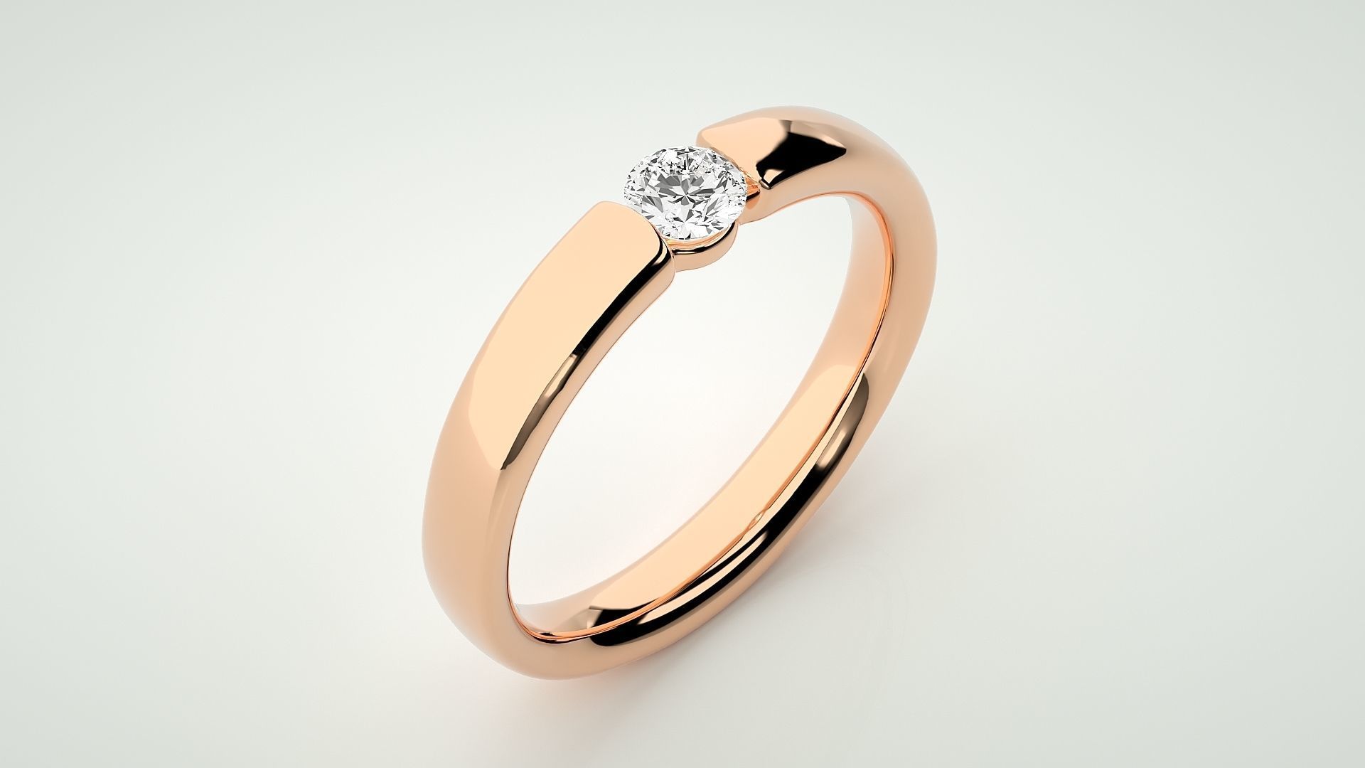 Single diamond Women solitaire ring 3dm stl render detail 3D print model_2