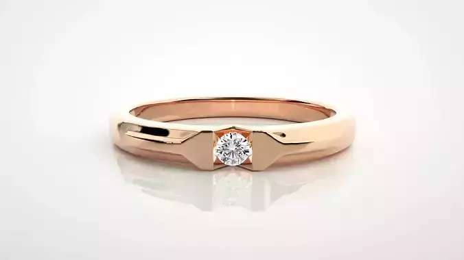 Single diamond Women solitaire ring 3dm stl render detail