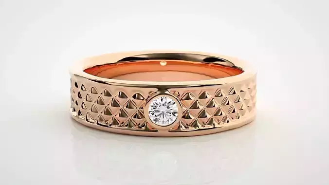 Single diamond Women solitaire ring 3dm stl render detail