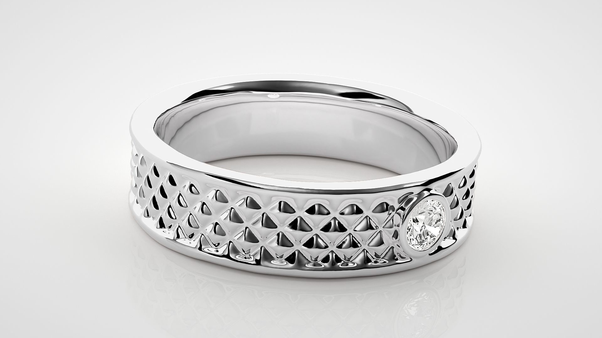 Single diamond Women solitaire ring 3dm stl render detail 3D print model_5