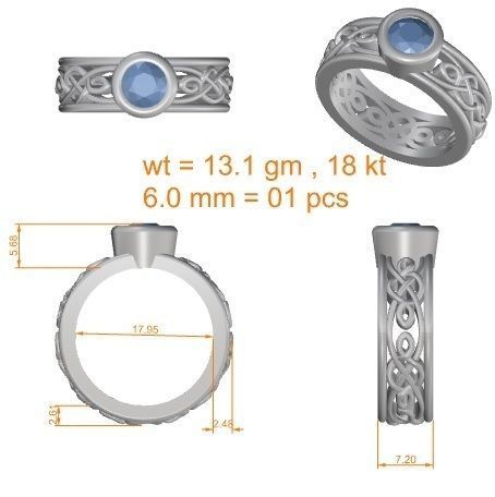 Single diamond Mesh Women solitaire ring 3dm stl render detail 3D print model_9